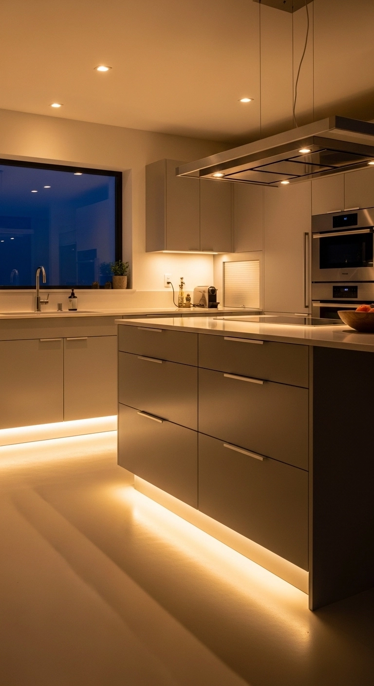 Kitchen lighting ideas with toe-kick lighting under lower cabinets