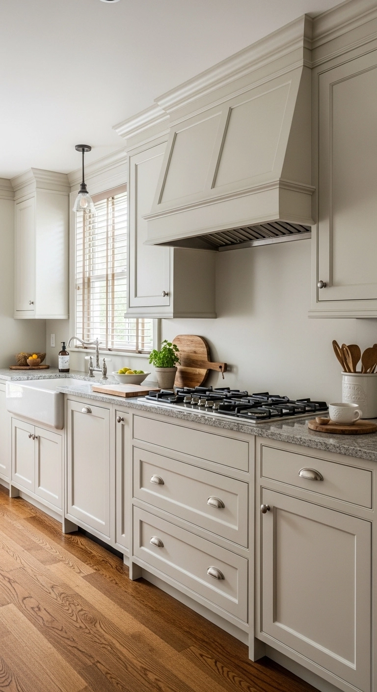 kitchen vent hood ideas with subtle trim detail on the hood