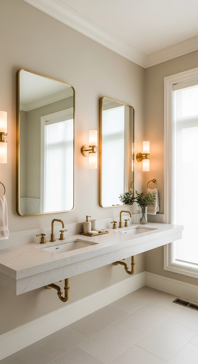 Bathroom mirror ideas with twin mirrors over a double vanity