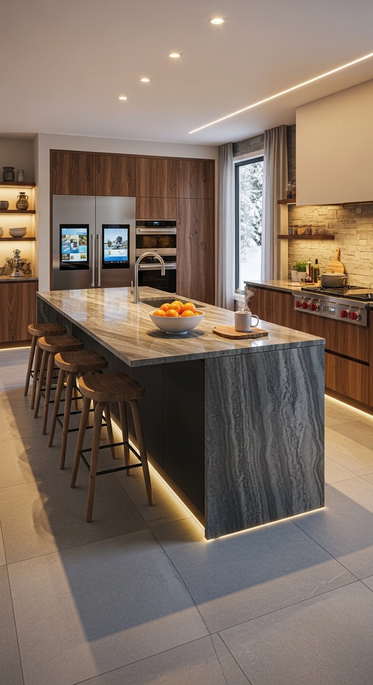 Kitchen ideas with underfloor heating and tiled flooring