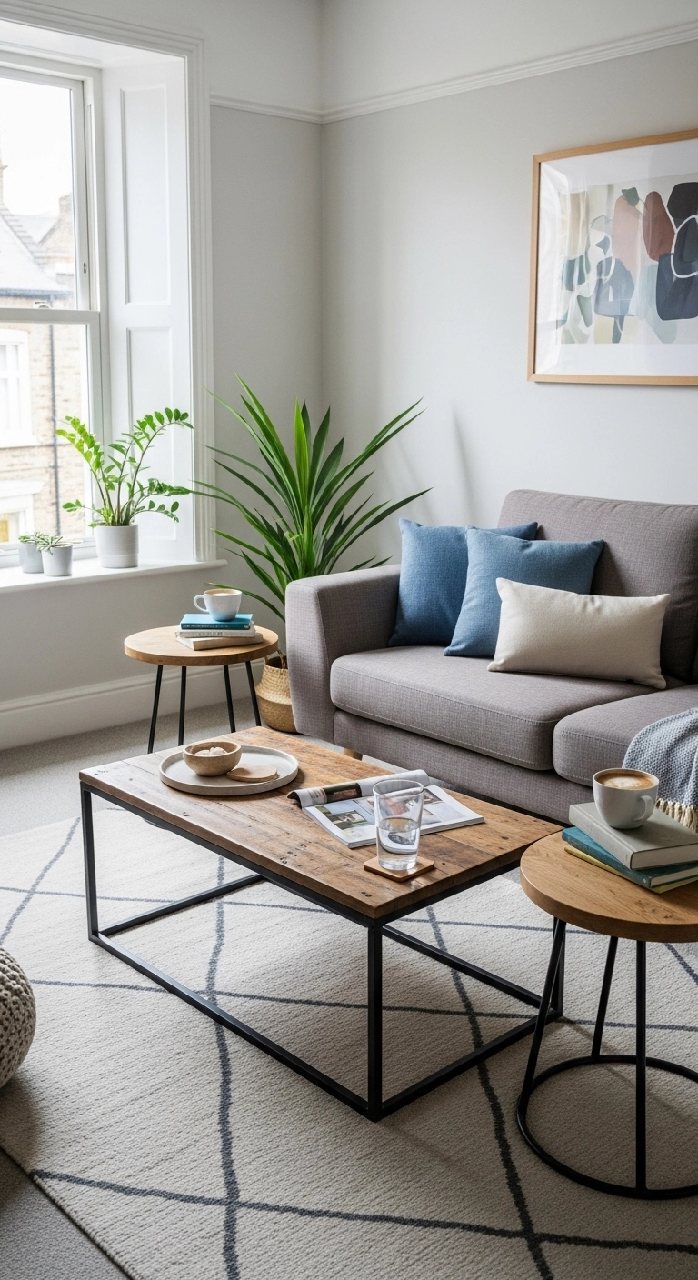 small living room decor ideas with useful side tables and coffee table