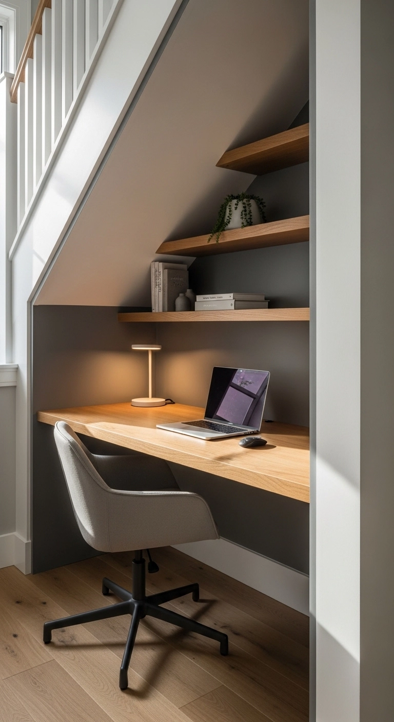 small home renovation ideas for an awkward nook workspace