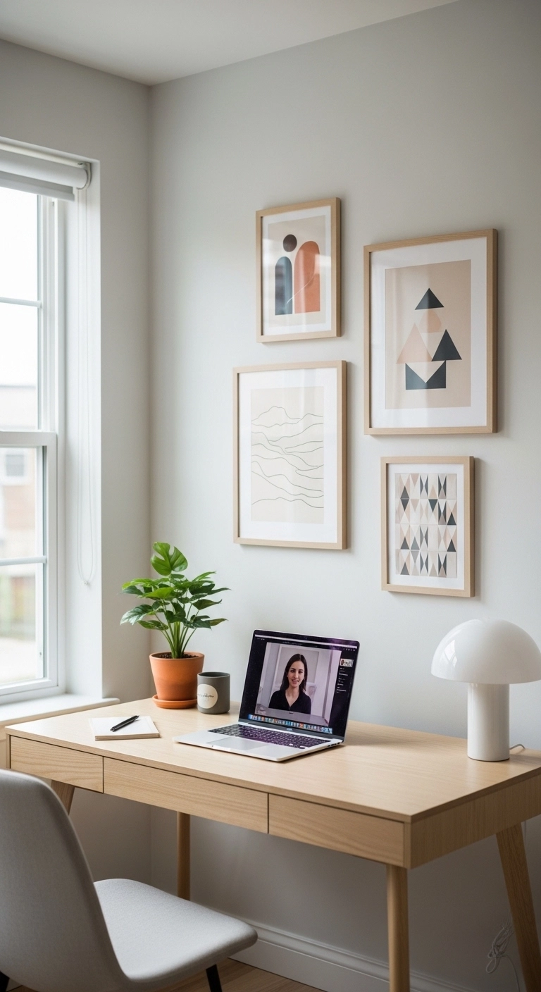 home office ideas with a tidy background for video calls