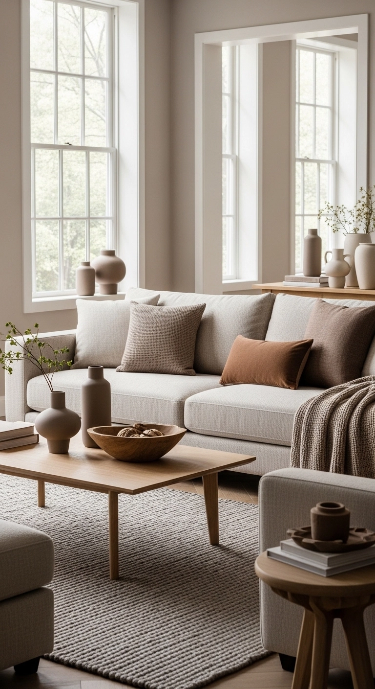 modern living room designs in warm neutral layered tones