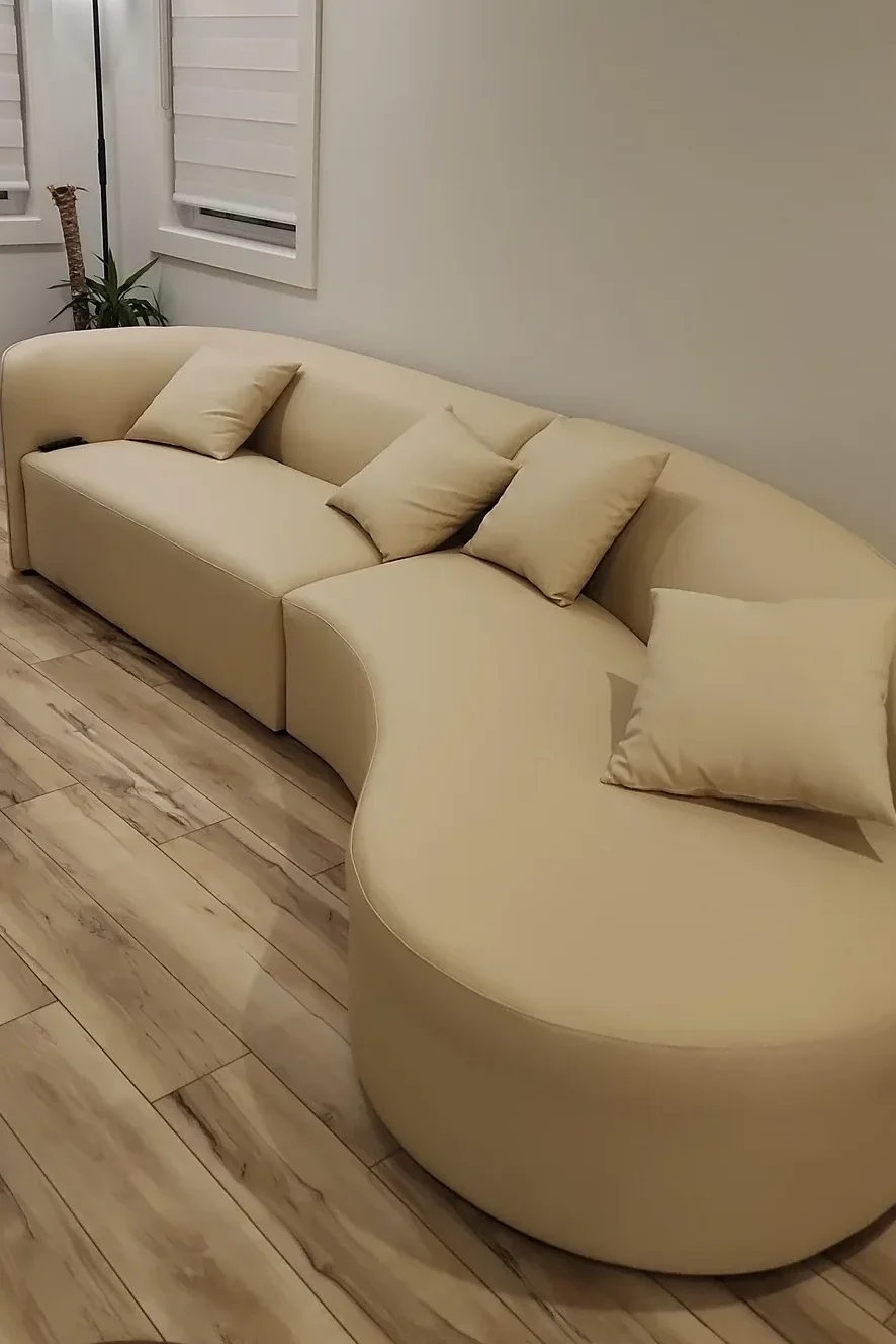 armless curved sofa living room