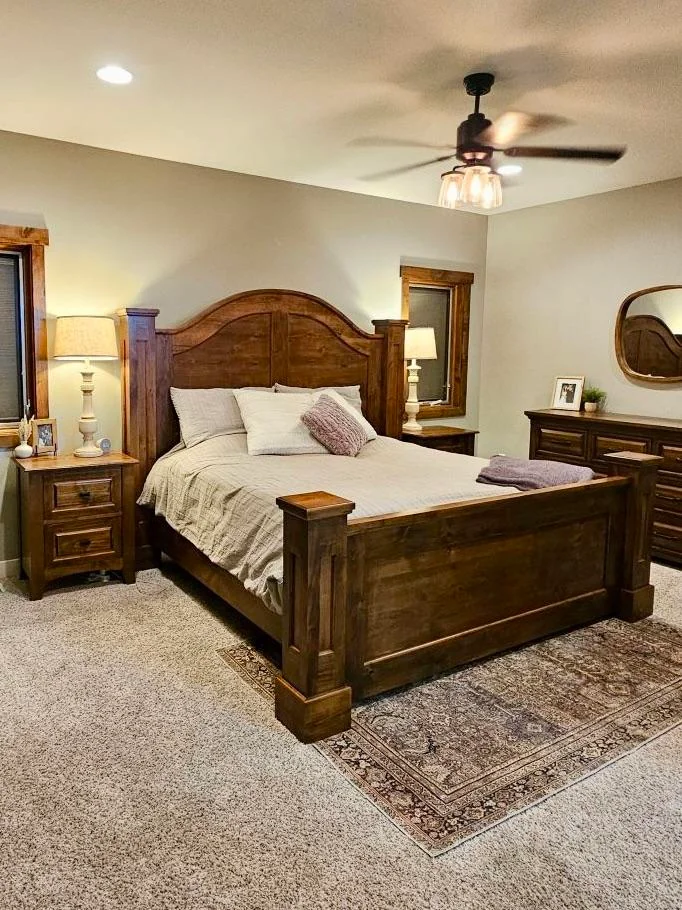 bed with matching nightstands
