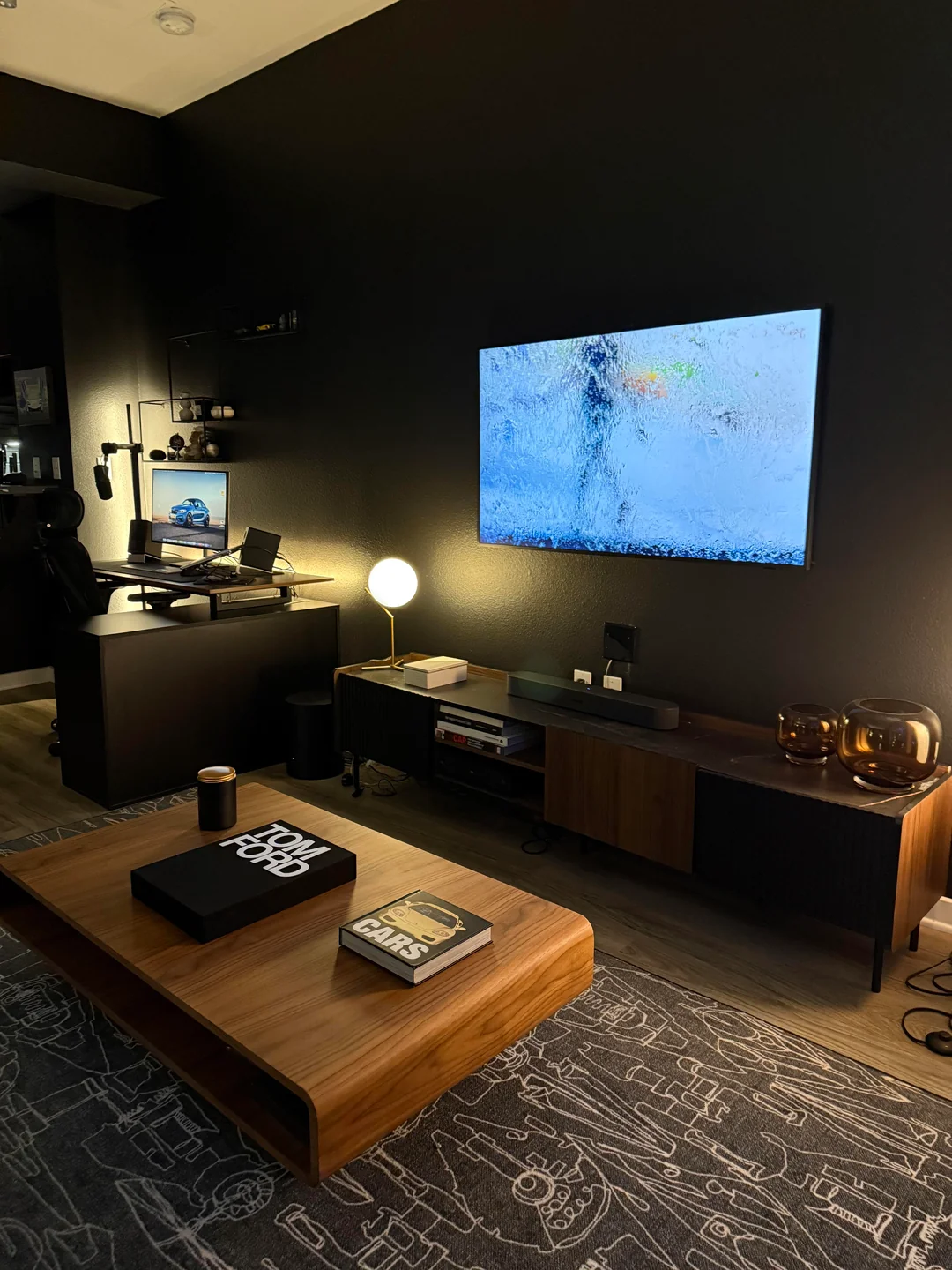 matte black living room decor modern home
