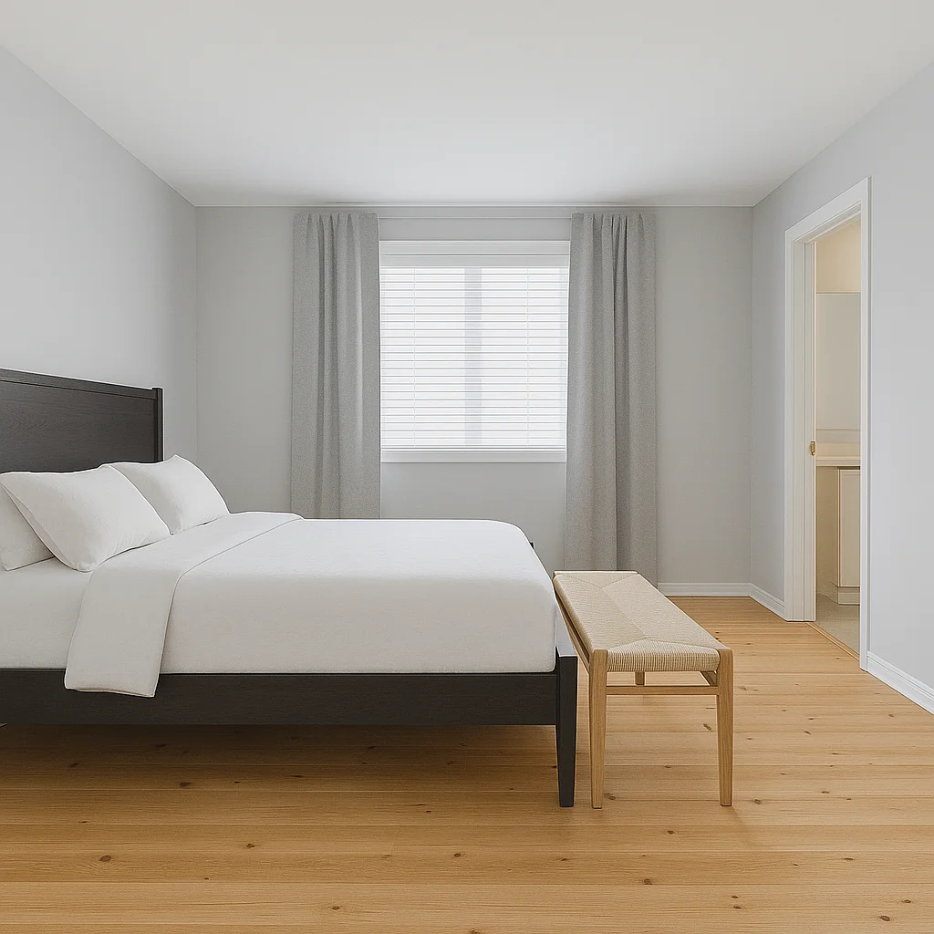 modern bed with bench
