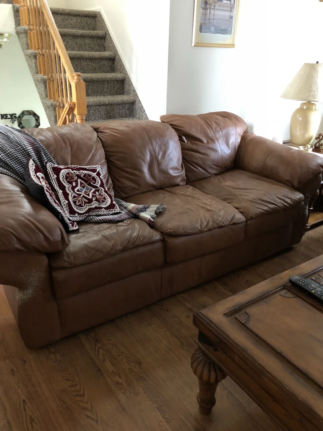 brown leather sofa living room