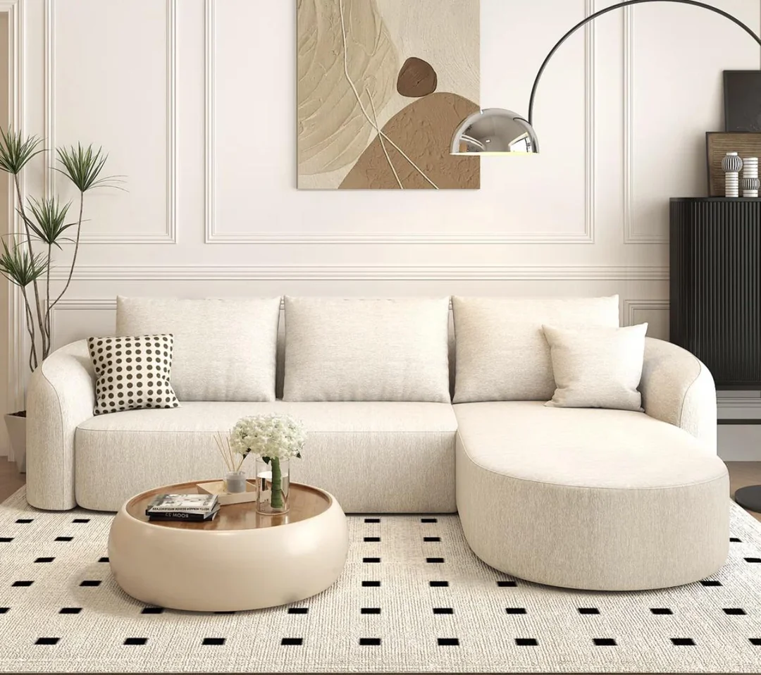 designer curved couch living room