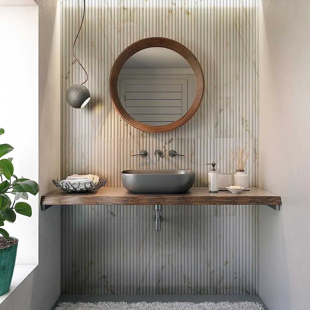 fluted bathroom vanity