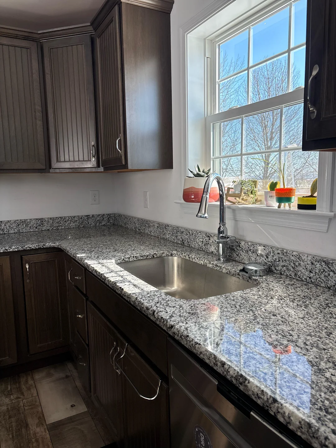 kitchen counter with matching backsplash