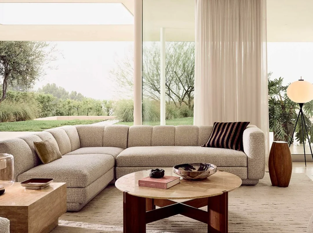 large curved sectional living room