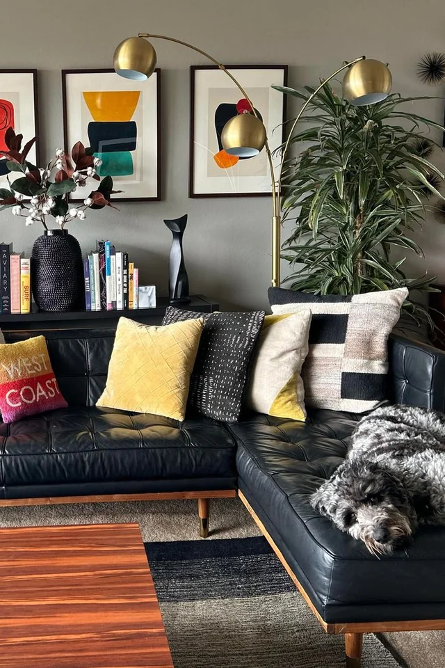 low leather sofa living room