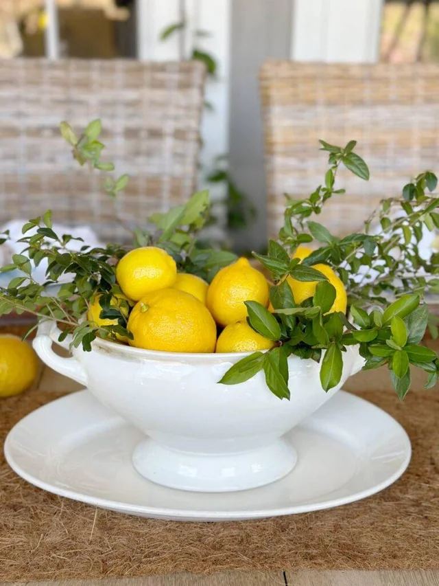 lemons in bowl table decor