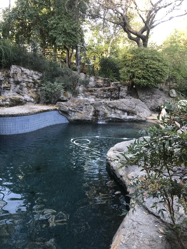 natural rock swimming pool backyard
