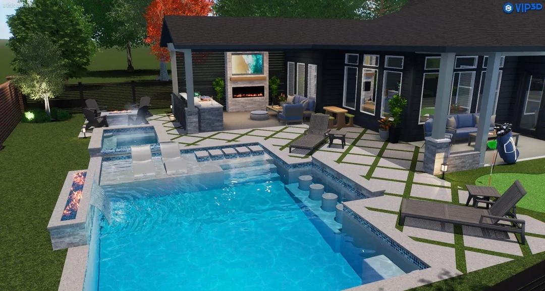 modern geometric pool minimal