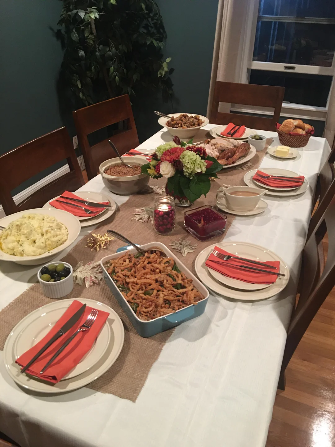 simple dining table setup with food