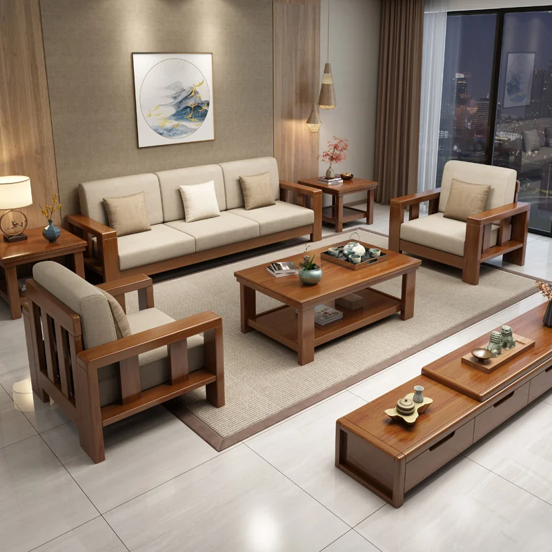 wood frame sofa living room

