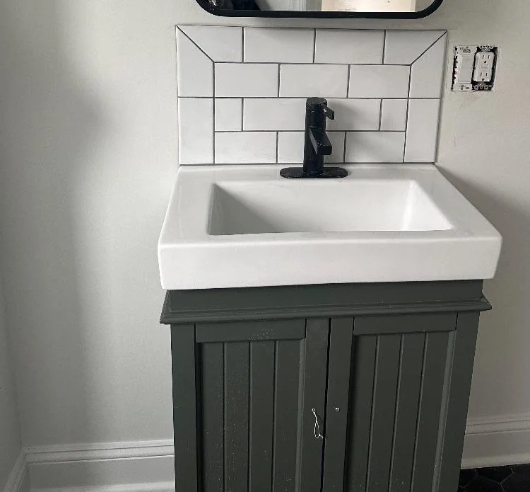 vanity backsplash bathroom
