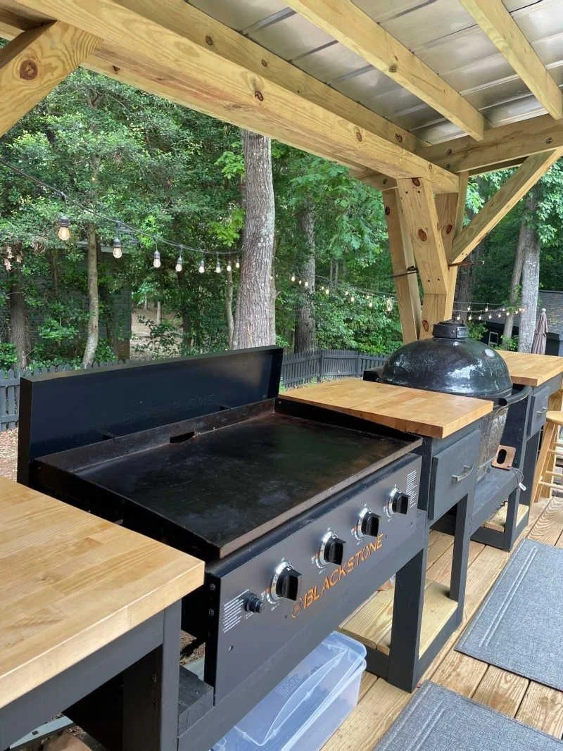 built in grill station backyard stone bbq

