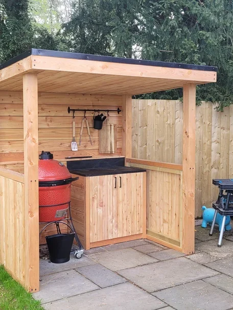 wood bbq patio design backyard warm look
