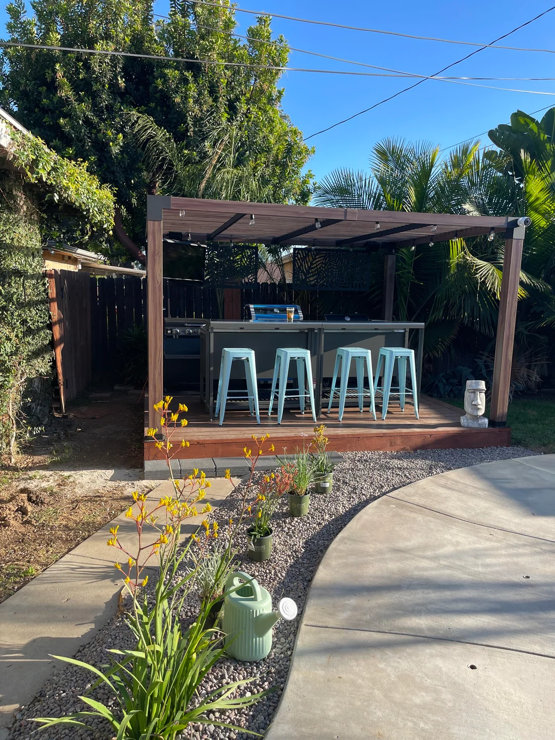 covered garden bbq area backyard setup
