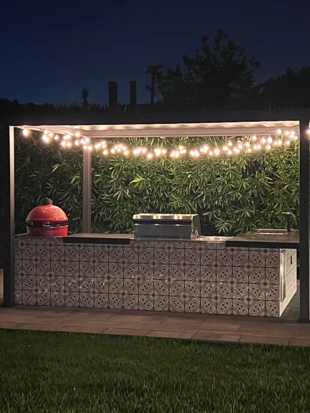 garden bbq lighting night cozy setup
