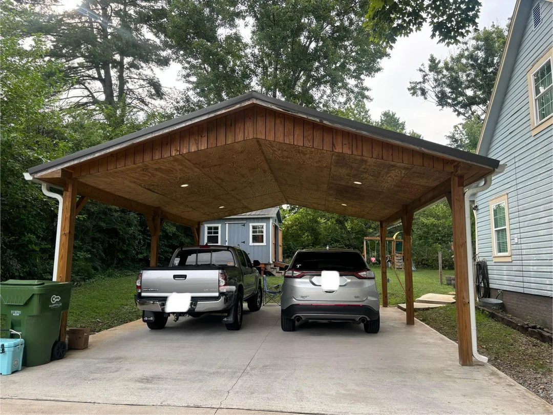 natural wood carport driveway aesthetic