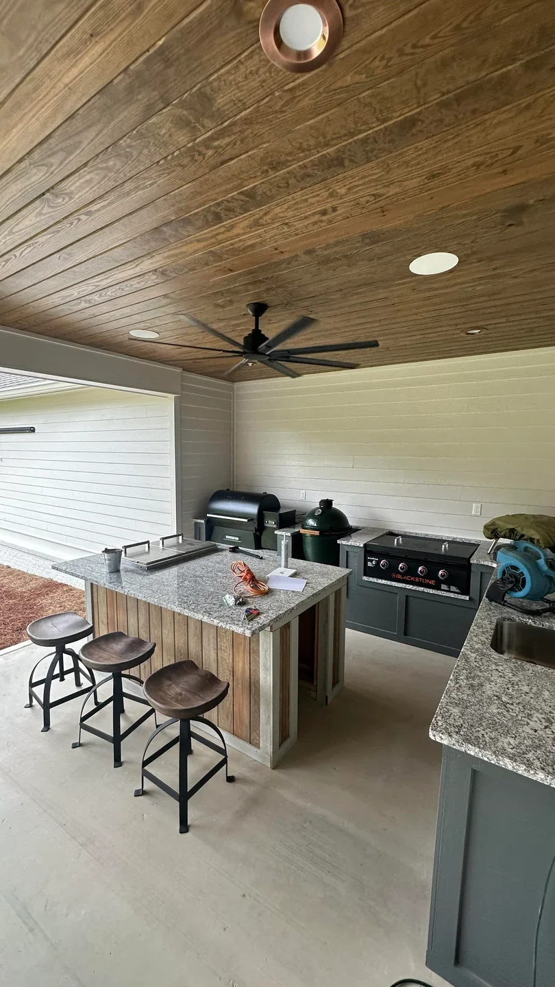 built in outdoor grill station stone setup
