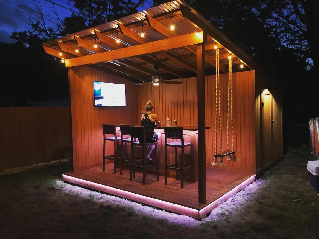 outdoor bar next to grill backyard
