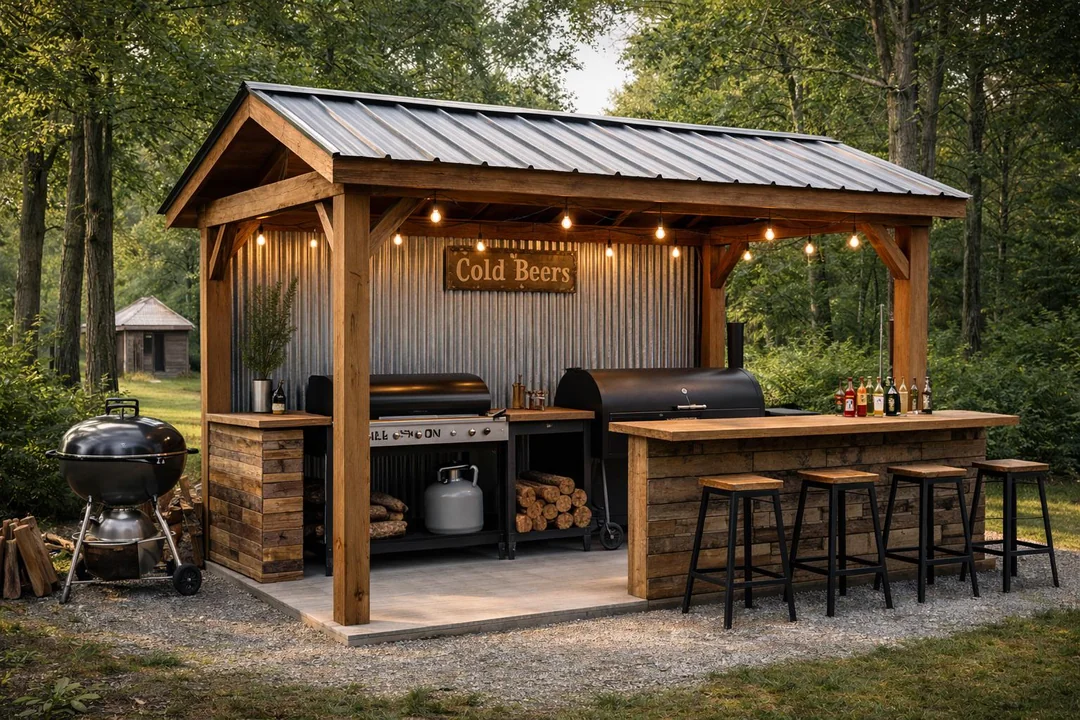 bbq patio shade umbrella grill area
