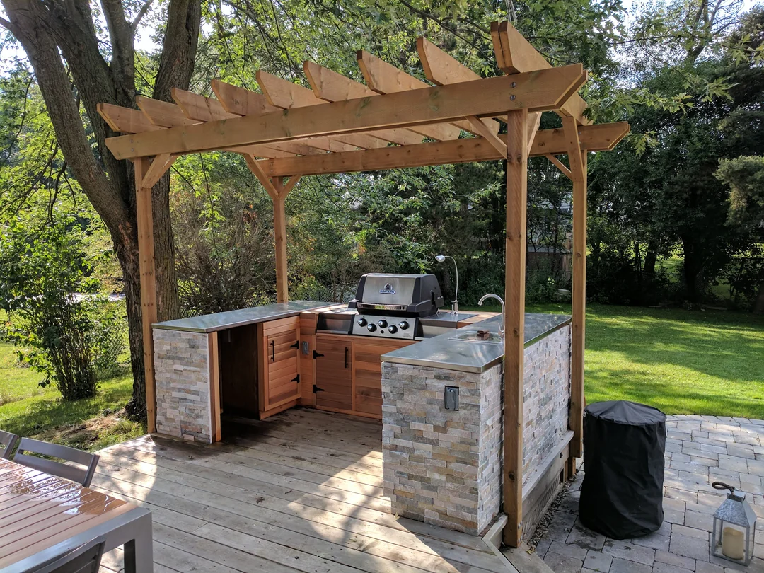 concrete patio grill area backyard
