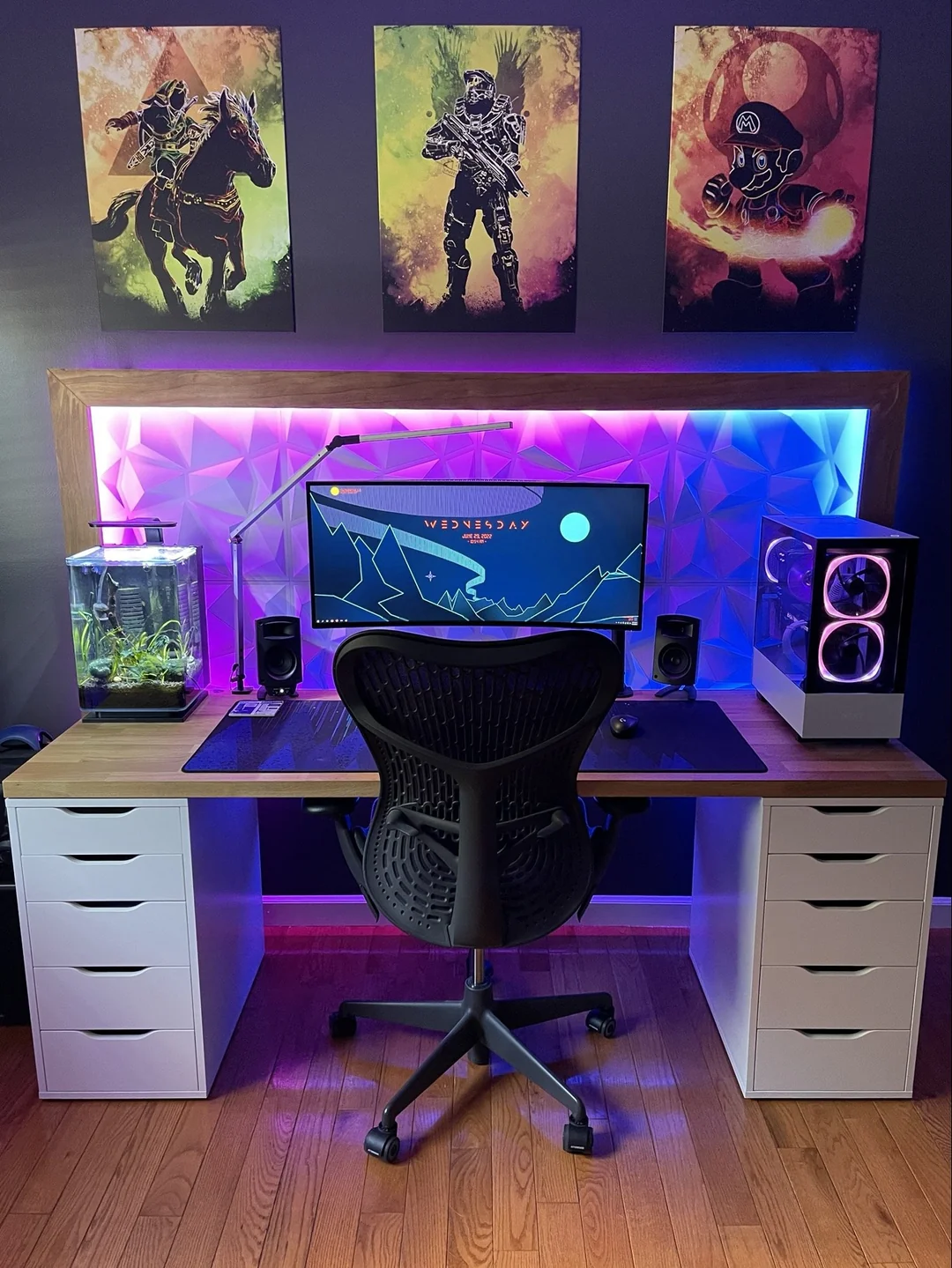 RGB gaming desk setup lights
