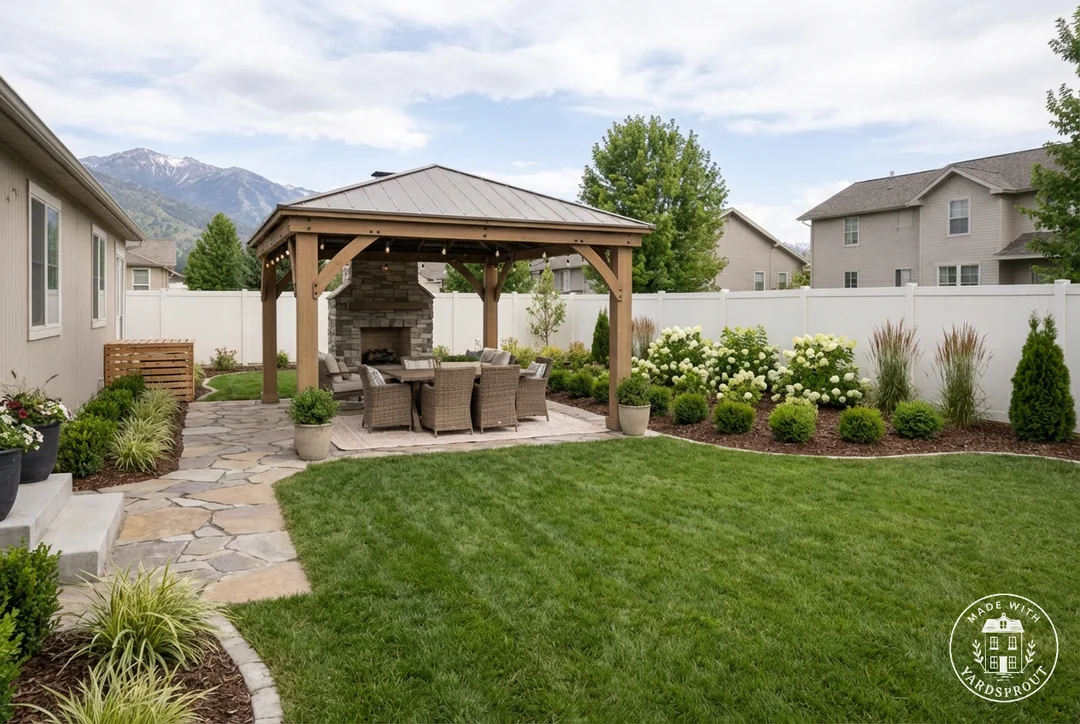 garden gazebo flower beds