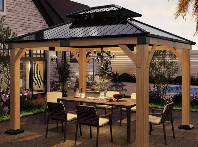 gazebo dining table setup