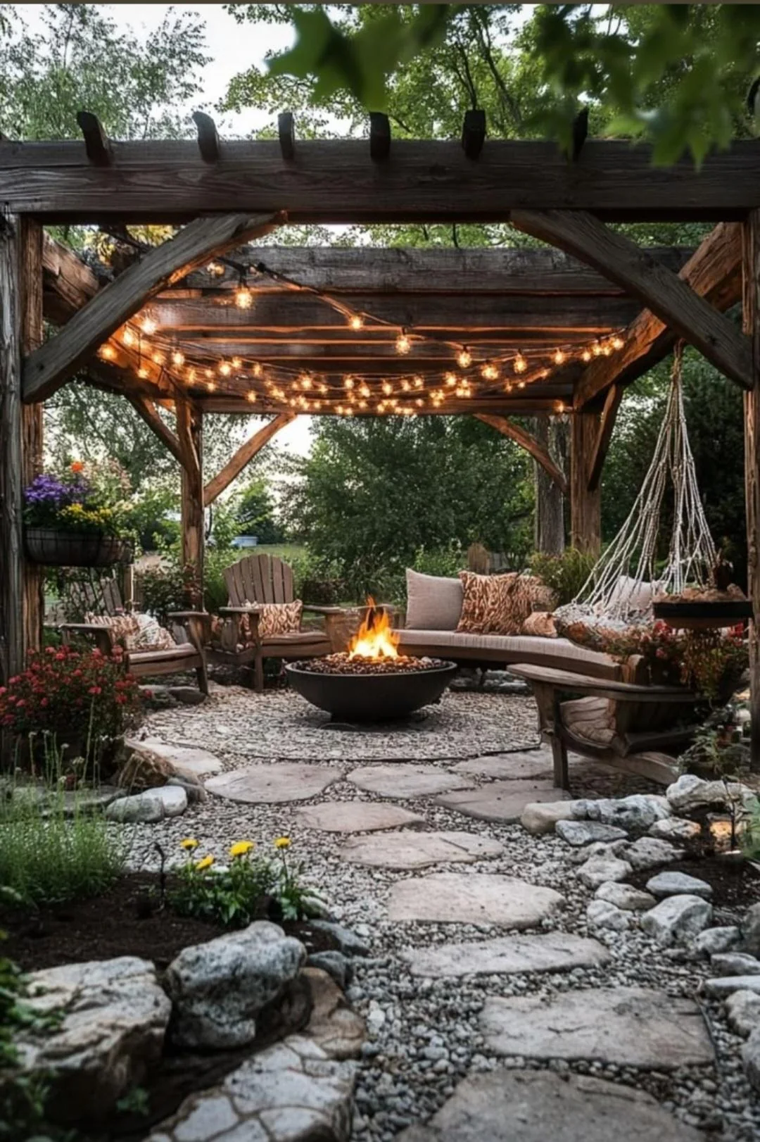 gazebo with fire pit seating