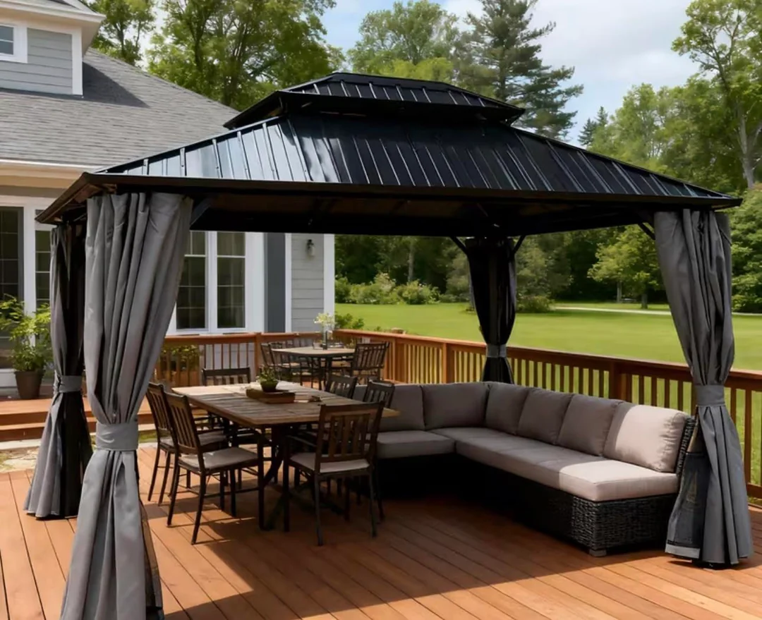  gazebo with outdoor curtains