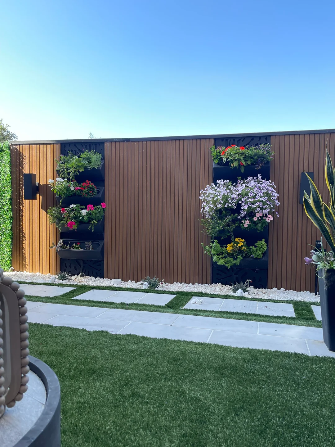 vertical garden frame backyard privacy wall plants

