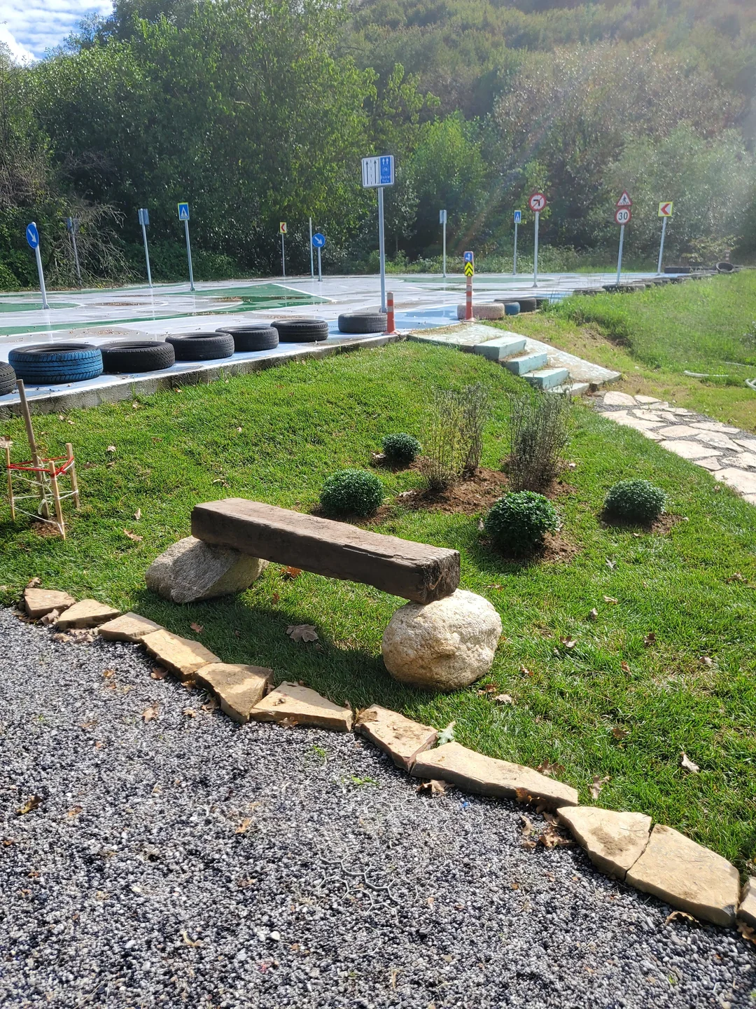 zen garden bench simple wood
