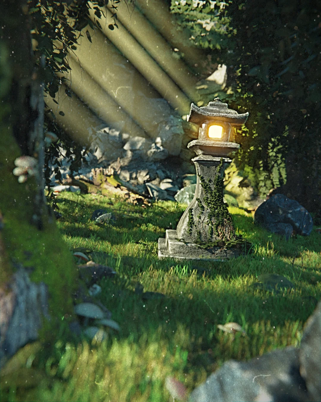 japanese stone lantern garden real
