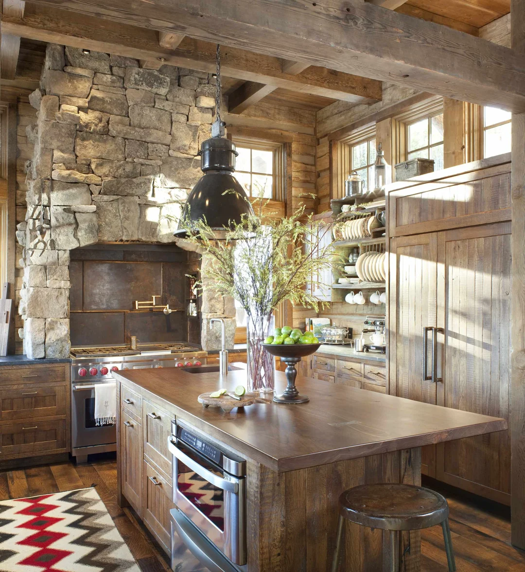 stone and wood kitchen design ideas
