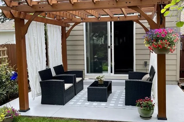covered patio with outdoor sofa setup cozy
