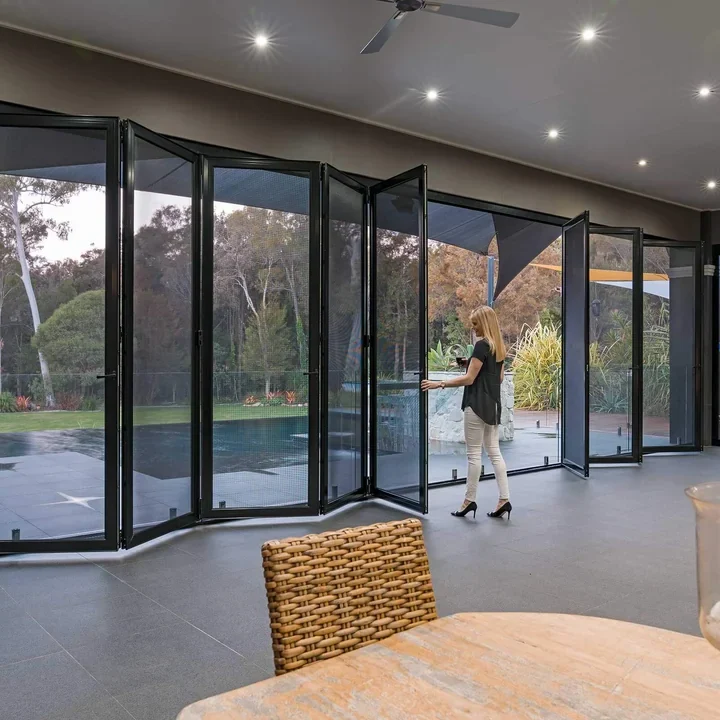 folding glass doors indoor outdoor space

