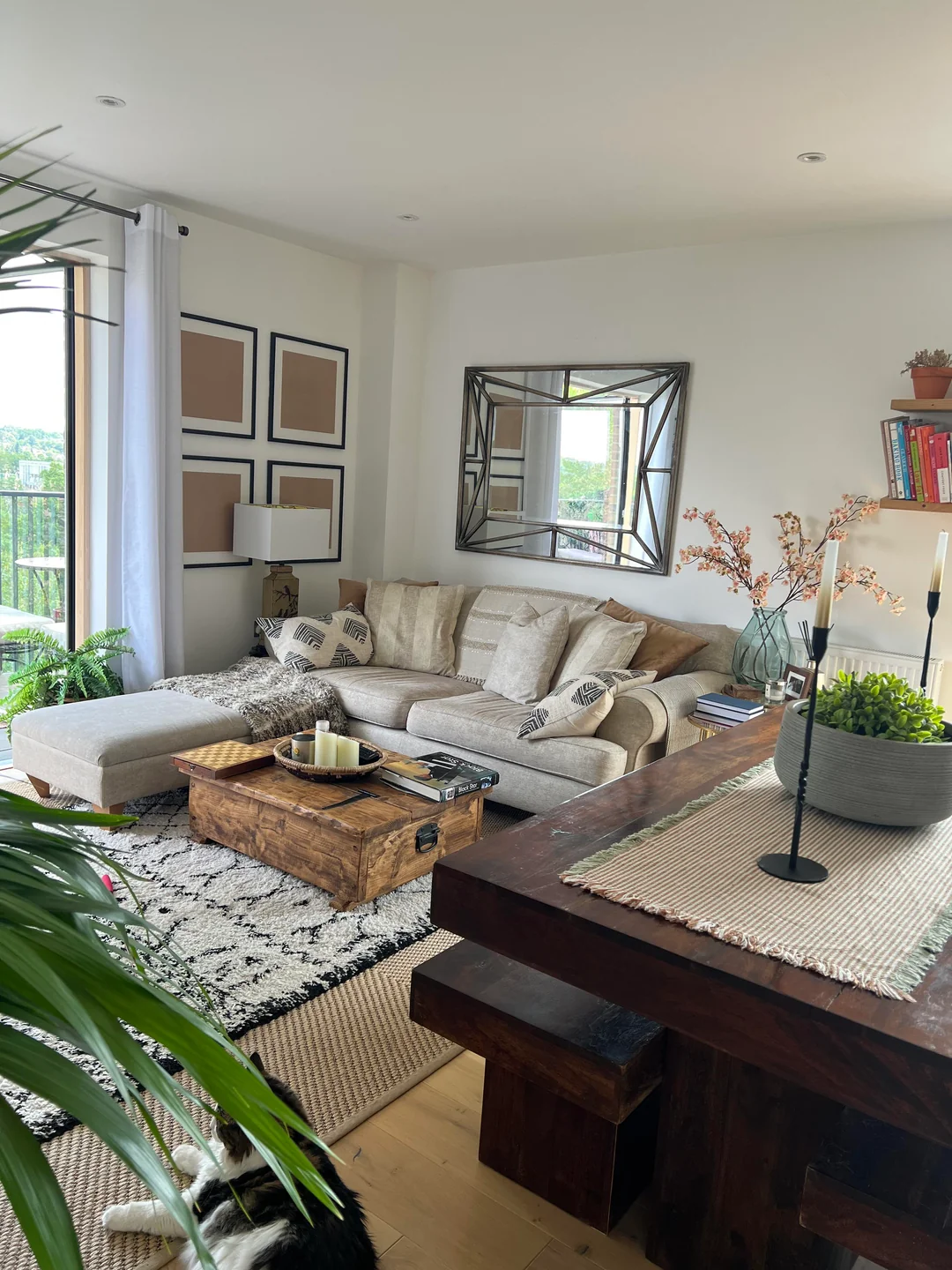beige white patio living room cohesive style
