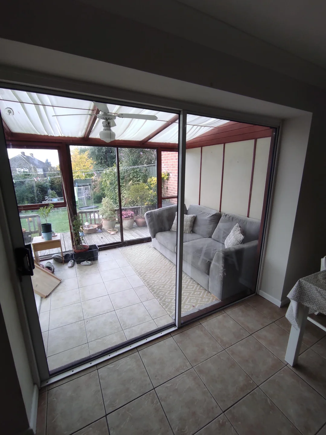 sliding glass doors living room to patio open
