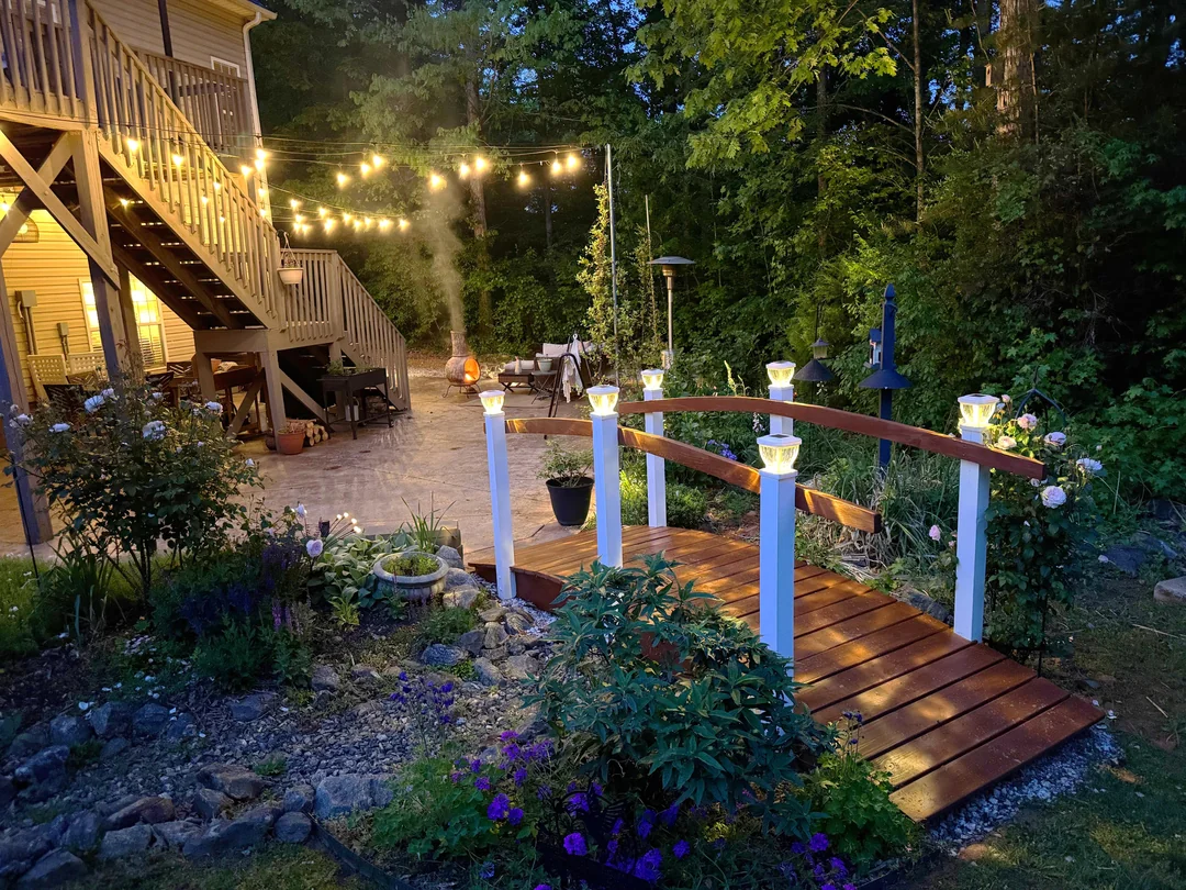 backyard mixed lighting setup cozy
