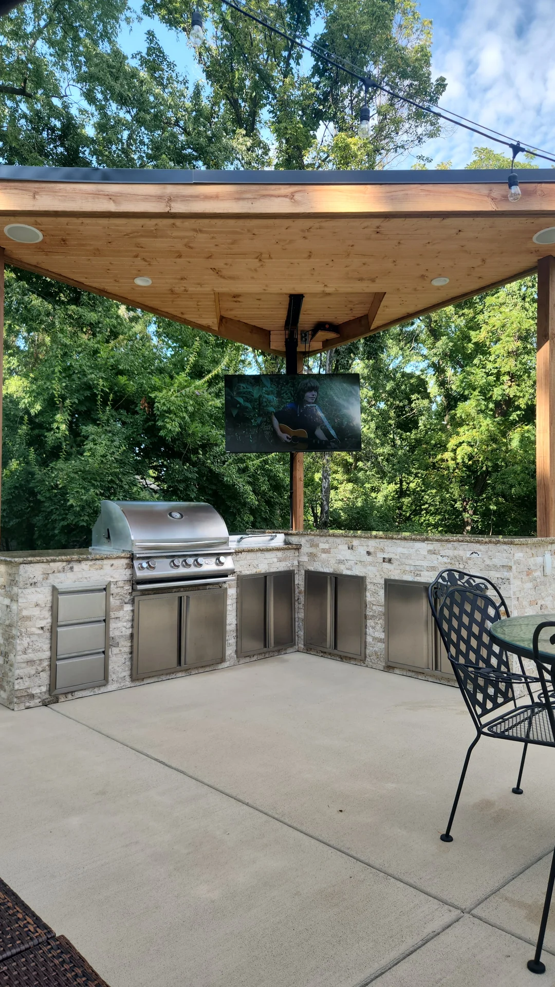 covered bbq patio solid roof backyard
