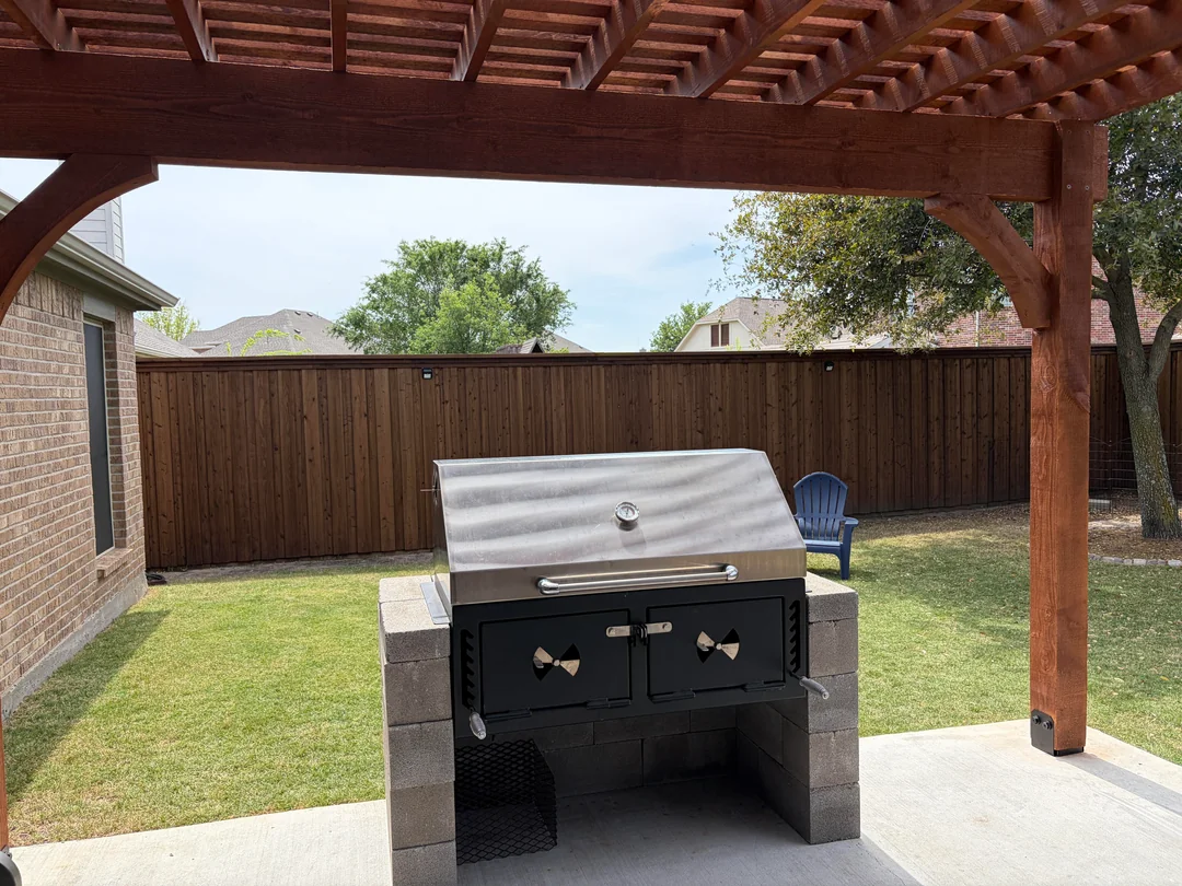 pergola bbq area backyard grill setup
