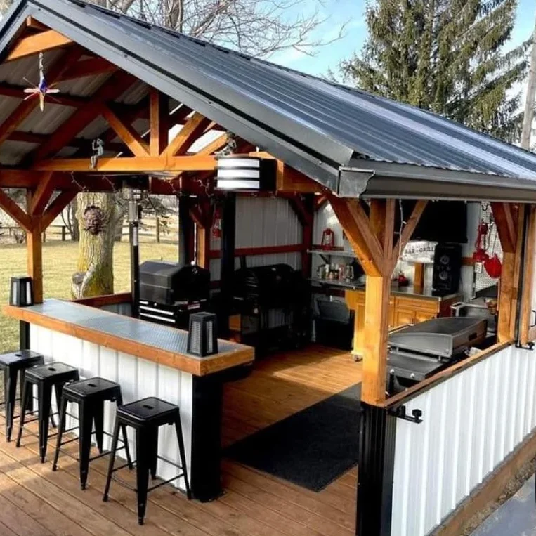 personalized outdoor kitchen under roof
